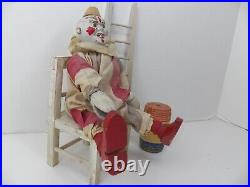 Antique Schoenhut Humpty Dumpty Early Clown, Chair, Ladder, Barrel