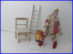 Antique Schoenhut Humpty Dumpty Early Clown, Chair, Ladder, Barrel