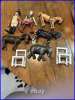 Antique Schoenhut Humpty Dumpy Circus Figures. Eight (8) Total Pieces