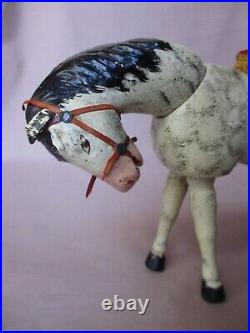 Antique Schoenhut Wood Circus Animal Appaloosa Horse With Saddle/Platform