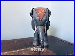 Antique Schoenhut Wood Toy Elephant with Glass Eyes & Blanket Circus Animal
