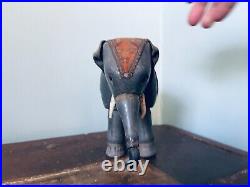 Antique Schoenhut Wood Toy Elephant with Glass Eyes & Blanket Circus Animal