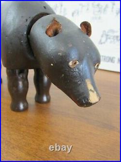 Antique Schoenhut Wooden Jointed BLACK BEAR Circus Animal Painted Eyes m