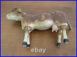 Antique Schoenhut Wooden Jointed BROWN COW Circus Animal Painted Eye m