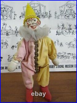Antique Schoenhut Wooden Jointed CLOWN Wood Head Yellow Circus Painted Eye m
