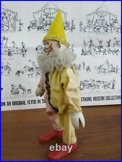 Antique Schoenhut Wooden Jointed CLOWN Wood Head Yellow Circus Painted Eye m