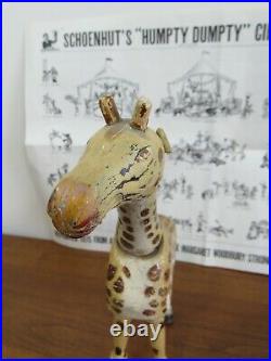 Antique Schoenhut Wooden Jointed GIRAFFE Circus Animal Painted Eyes m