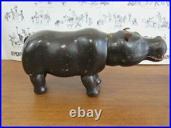 Antique Schoenhut Wooden Jointed HIPPO Circus Animal Painted Eyes m
