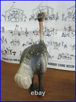 Antique Schoenhut Wooden Jointed OSTRICH Circus Animal Painted Eye m