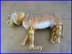 Antique Schoenhut Wooden Jointed TIGER Circus Animal Painted Eyes m