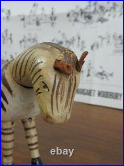 Antique Schoenhut Wooden Jointed ZEBRA Circus Animal Painted Eyes m