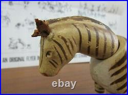 Antique Schoenhut Wooden Jointed ZEBRA Circus Animal Painted Eyes m