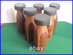 Antique Set 6 Wood D & M Bottles Carnival Circus Game Sports Knock Down Weighted