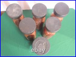 Antique Set 6 Wood D & M Bottles Carnival Circus Game Sports Knock Down Weighted