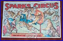 Antique Sparks Circus Carnival poster 33 1/2 X 22