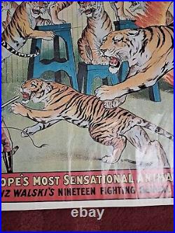 Antique Sparks Circus Carnival poster 33 1/2 X 22