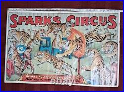 Antique Sparks Circus Carnival poster 33 1/2 X 22