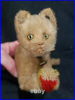 Antique Steiff 1920's Mohair Kitty Cat Playing with Ball with FF Button