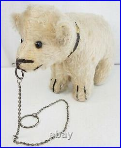 Antique Teddy bear mohair circus 11 nose chain studded collar Steiff Polar