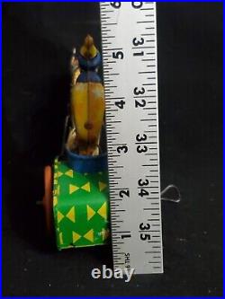 Antique Tin Litho Toy Circus Clown With Horse & Cart Metal Wind Up Toy