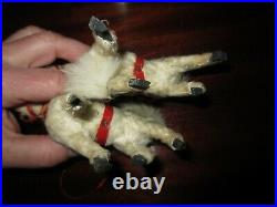 Antique Toy Miniature HorsesWooden HoovesGrey/White FurOriginal LeatherEyes