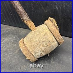Antique Vintage 36 Wood Iron Strong Man Carnival Circus Mallet Hammer 7lb