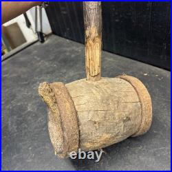 Antique Vintage 36 Wood Iron Strong Man Carnival Circus Mallet Hammer 7lb