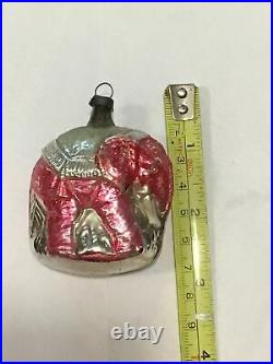Antique Vintage Circus Elephant German Glass Christmas Ornament Red & Gold