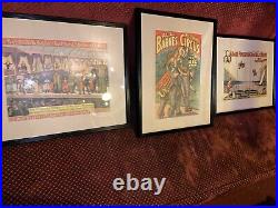 Antique Vintage Circus Posters Lot Of 3. Professionally Framed