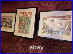 Antique Vintage Circus Posters Lot Of 3. Professionally Framed