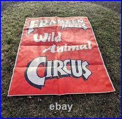 Antique Vintage FRANZEN BROS Circus Wild Animals LARGE Banner Poster BOLD Color
