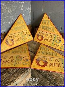 Antique Vintage Fairground Circus Sign Hand Painted Pick A Winner Mid Century X5