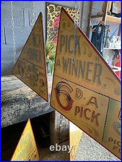 Antique Vintage Fairground Circus Sign Hand Painted Pick A Winner Mid Century X5