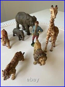 Antique Vintage German Lineol Elastolin Circus Animals And Ring Master