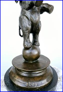 Antique Vintage Large Bronze Sculpture Circus Elephant on Ball 19