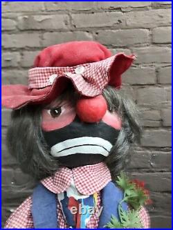 Antique Vintage Paper Papier Mache Creepy Clown Circus Carnival Scary Halloween