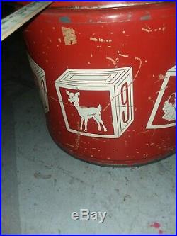Antique Vintage USA Circus Dog Toy Barrel Clown Drum Chest Seat Storage Box Lrg