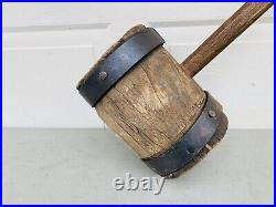 Antique Vintage Wood & Wrought Iron Mallet Hammer Circus Strong Man Carnival