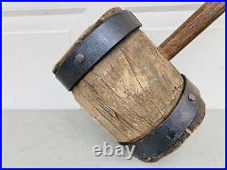 Antique Vintage Wood & Wrought Iron Mallet Hammer Circus Strong Man Carnival