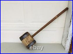 Antique Vintage Wood & Wrought Iron Mallet Hammer Circus Strong Man Carnival