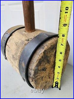 Antique Vintage Wood & Wrought Iron Mallet Hammer Circus Strong Man Carnival