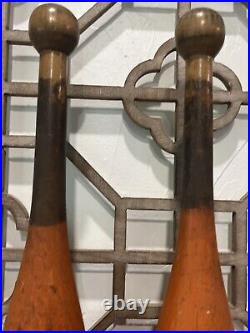 Antique Vintage Wooden Indian Clubs Juggling Pins 20circus Carnival, Set Of 2