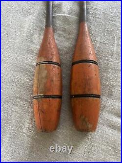 Antique Vintage Wooden Indian Clubs Juggling Pins 20circus Carnival, Set Of 2