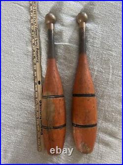 Antique Vintage Wooden Indian Clubs Juggling Pins 20circus Carnival, Set Of 2