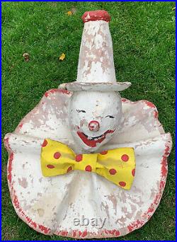 Antique Vtg 20s 30s Clown Carnival Game Paper Mache Circus Minstrel Folk Art