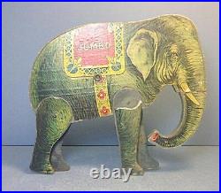Antique Vtg Gibbs JUMBO CIRCUS ELEPHANT Poseable Toy Lithod Paper Wood ©1911 8x8