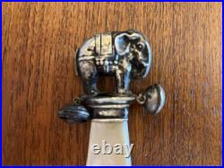 Antique Weber Sterling Silver Circus Elephant Baby Rattle Mop Handle Marked