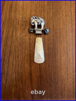 Antique Weber Sterling Silver Circus Elephant Baby Rattle Mop Handle Marked