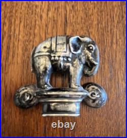 Antique Weber Sterling Silver Circus Elephant Baby Rattle Mop Handle Marked
