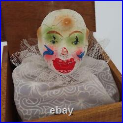 Antique Western Germany Circus Clown Jack In The Box Dovetail Wood Wooden German